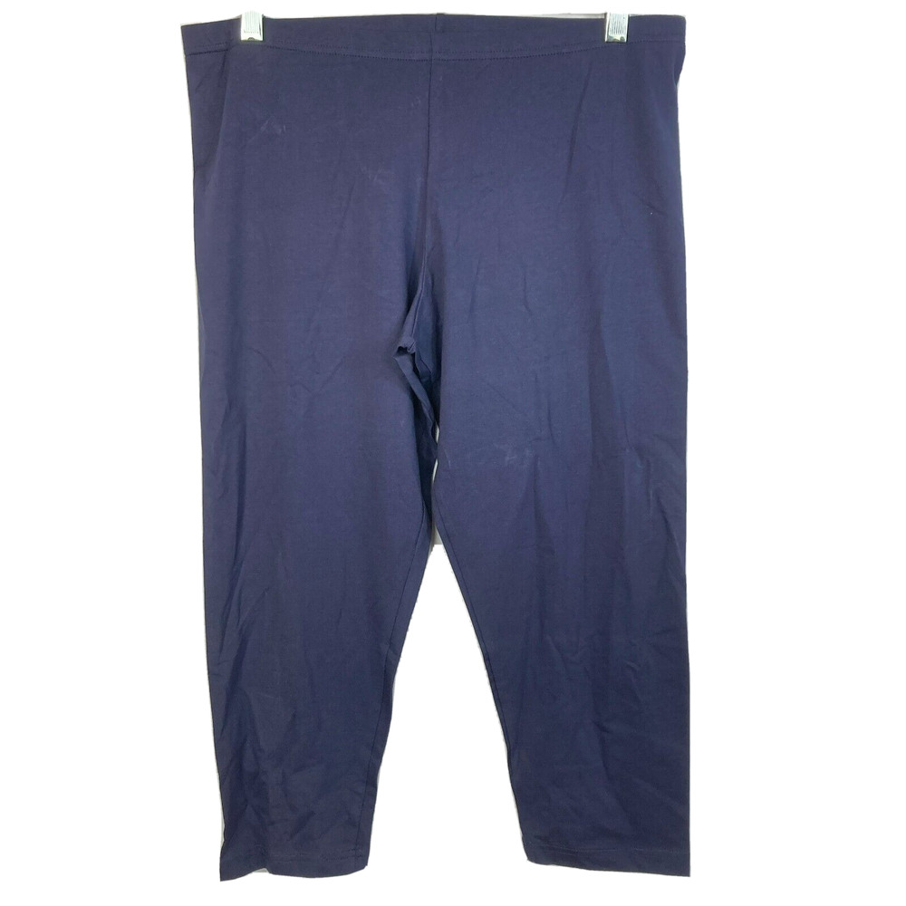 Barbara Gerwit Leggings Womens Sz L Navy Blue Cropped Capri Stretch Lightweight